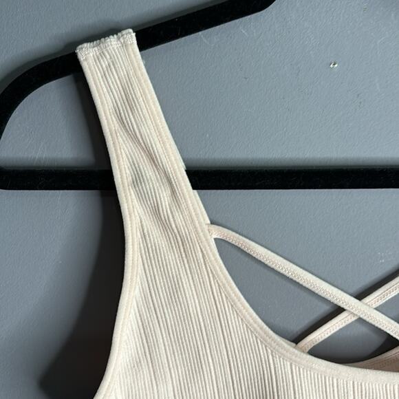 Abound Light Pink Ribbed Cropped Tank Criss Cross Back Size Large - Picture 3 of 6